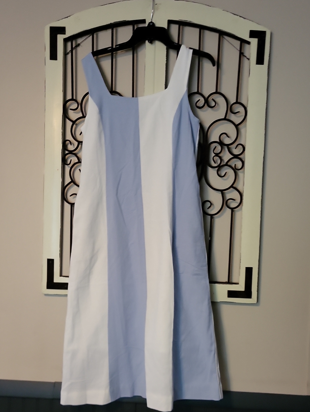 Sleeveless Blue and White Stripe Midi Dress